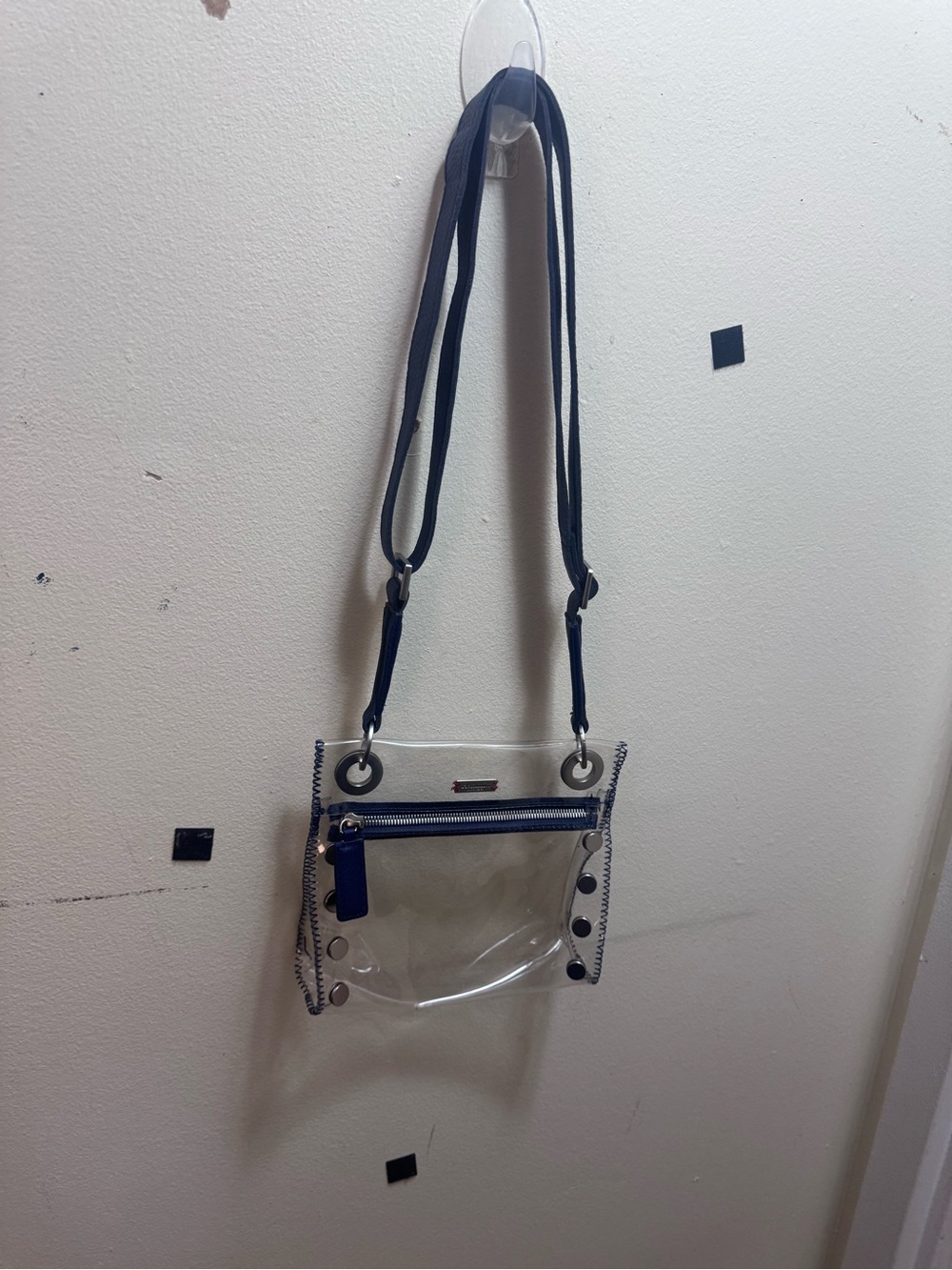 Hammitt Tony Small Clear Crossbody Bag navy blue trim and strap - Picture 4 of 5
